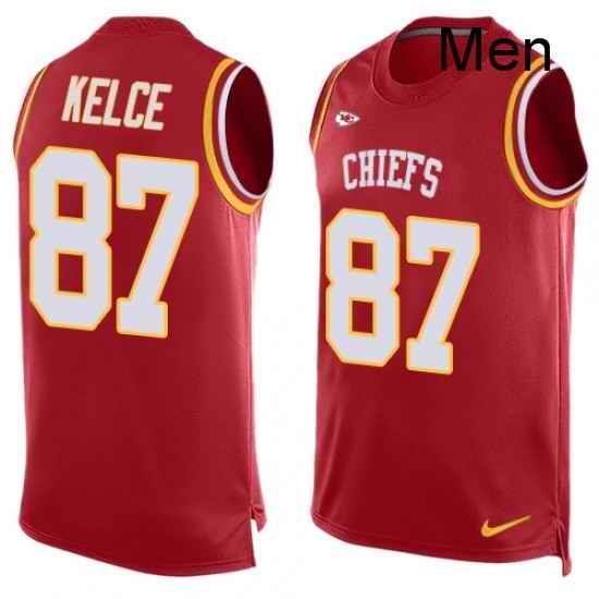 Men Nike Kansas City Chiefs 87 Travis Kelce Limited Red Player Name Number Tank Top NFL Jersey